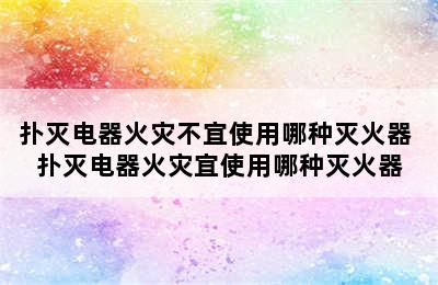 扑灭电器火灾不宜使用哪种灭火器 扑灭电器火灾宜使用哪种灭火器